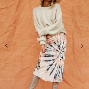 FREE PEOPLE “Serious Swagger” Tie Dye Crushed Boho Velvet Skirt Size Small Skirt